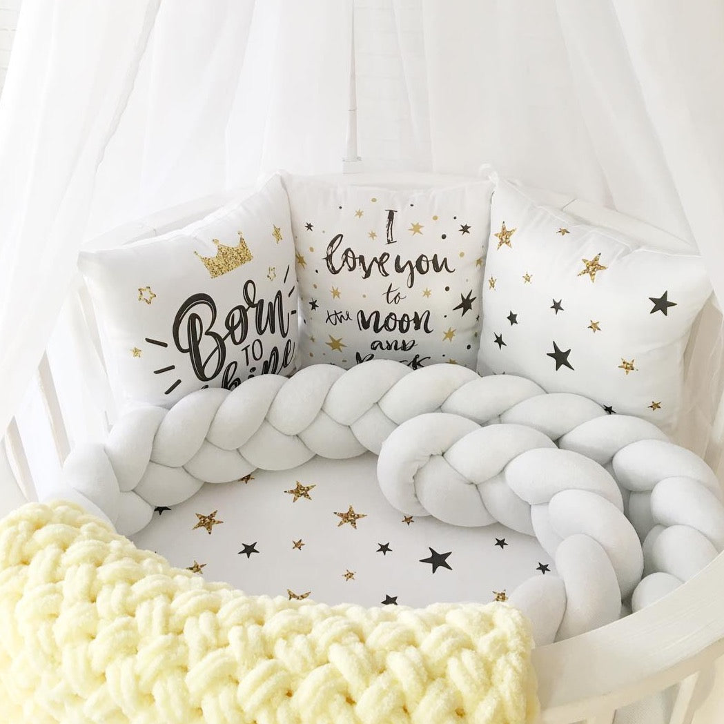 Baby Bed Bumper Braided white 2m/3m/4m