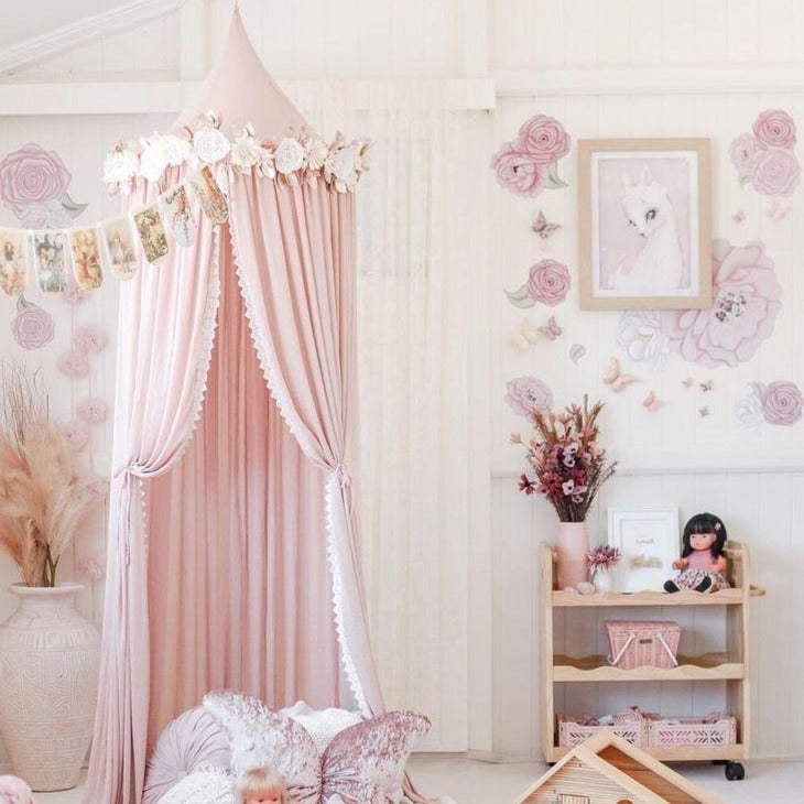 Lace Baby Bed Canopy Pink