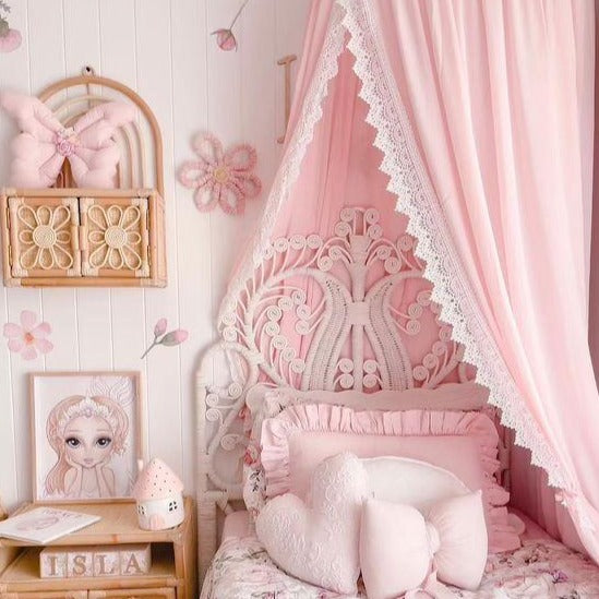 Lace Baby Bed Canopy Pink