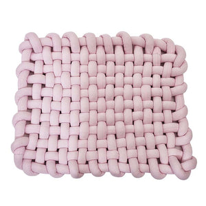 Knitted Baby Play Mat grey/pink