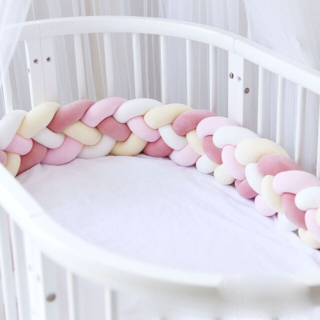 Braids Baby Bed Crib Bumper 2.2m yellow/pink/white/rose