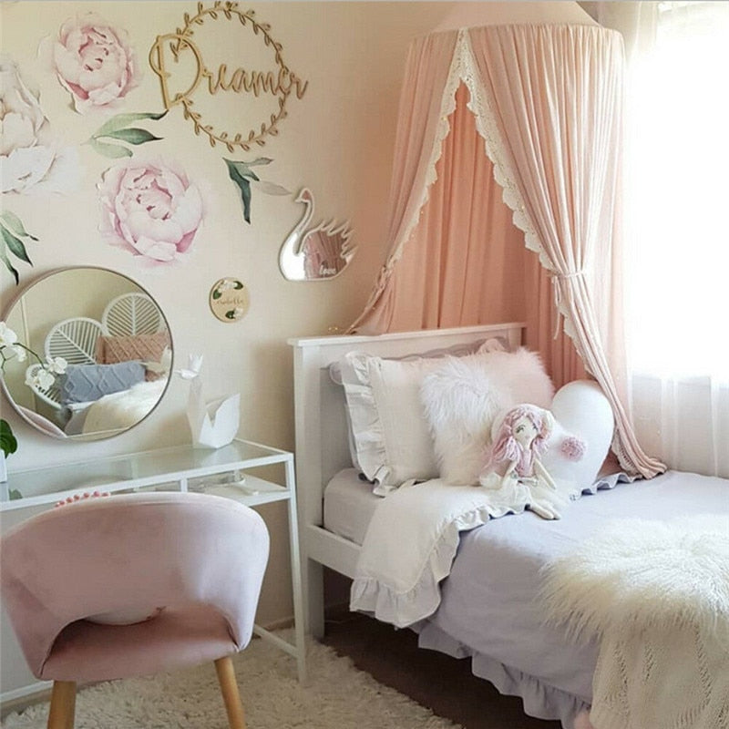 Lace Baby Bed Canopy Pink
