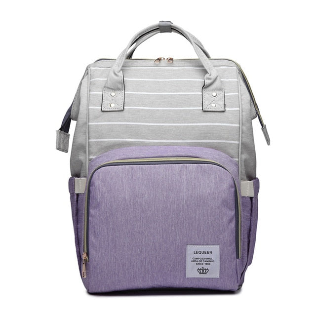 Diaper Bag Backpack Lequeen Stripe Lavender