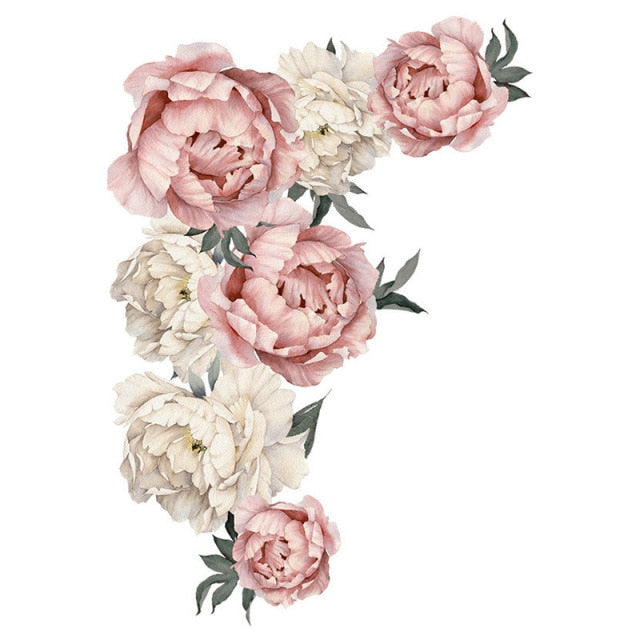 Peony Flowers Wall Sticker Light Pink