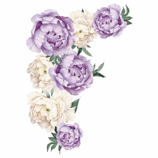 Peony Flowers Wall Sticker Purple