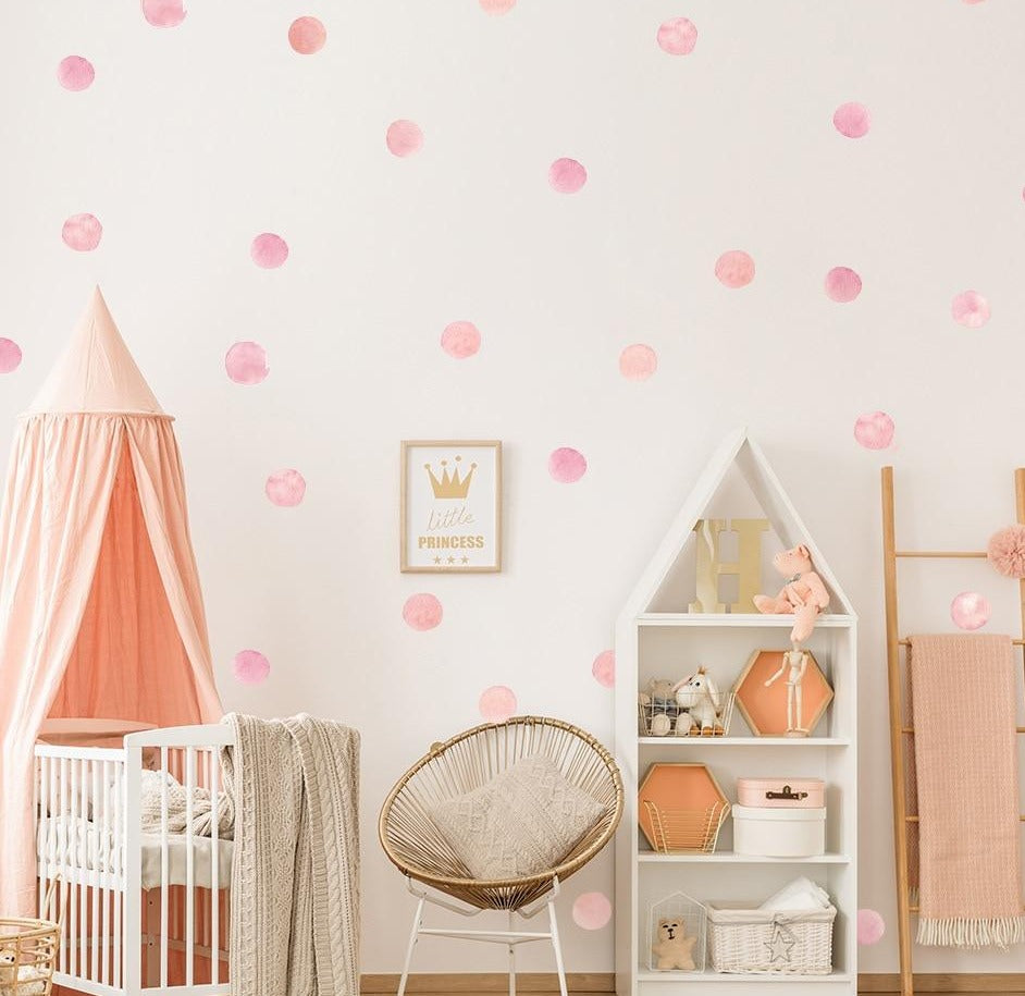 Watercolor Dot Wall Stickers Pink