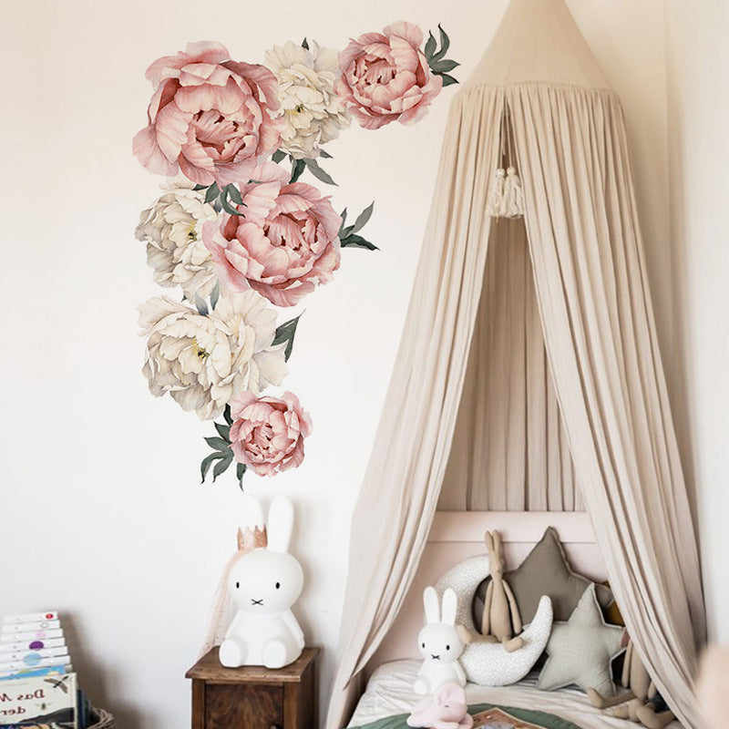 Peony Flowers Wall Sticker Light Pink