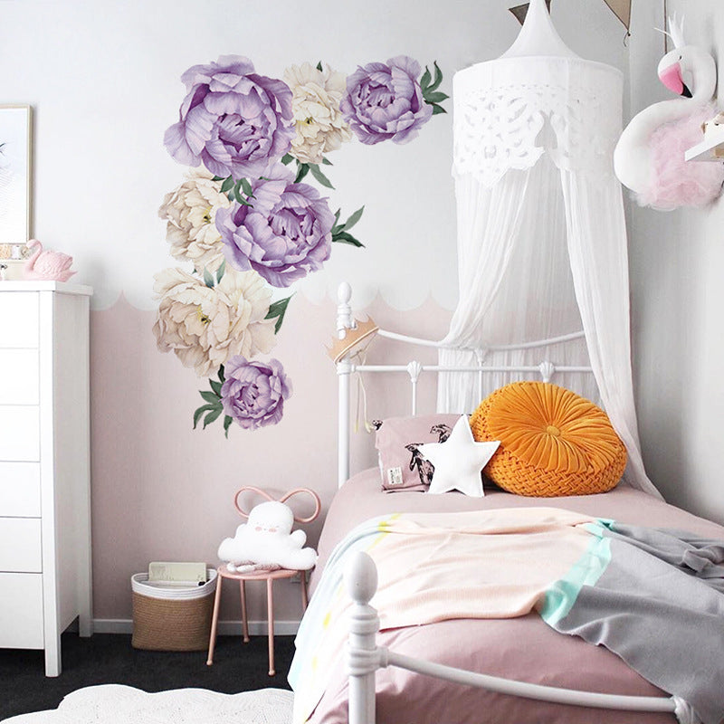 Peony Flowers Wall Sticker Purple