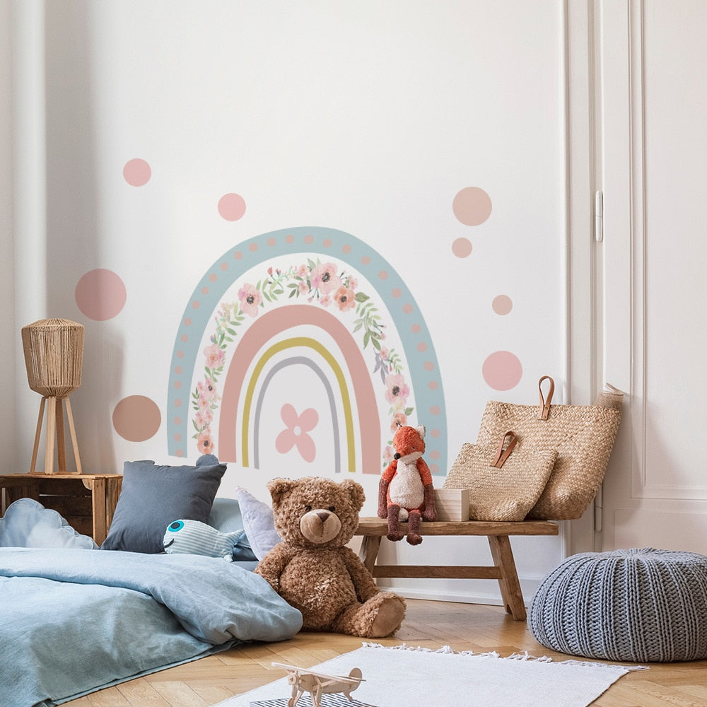 Big Rainbow Wall Sticker Flowers
