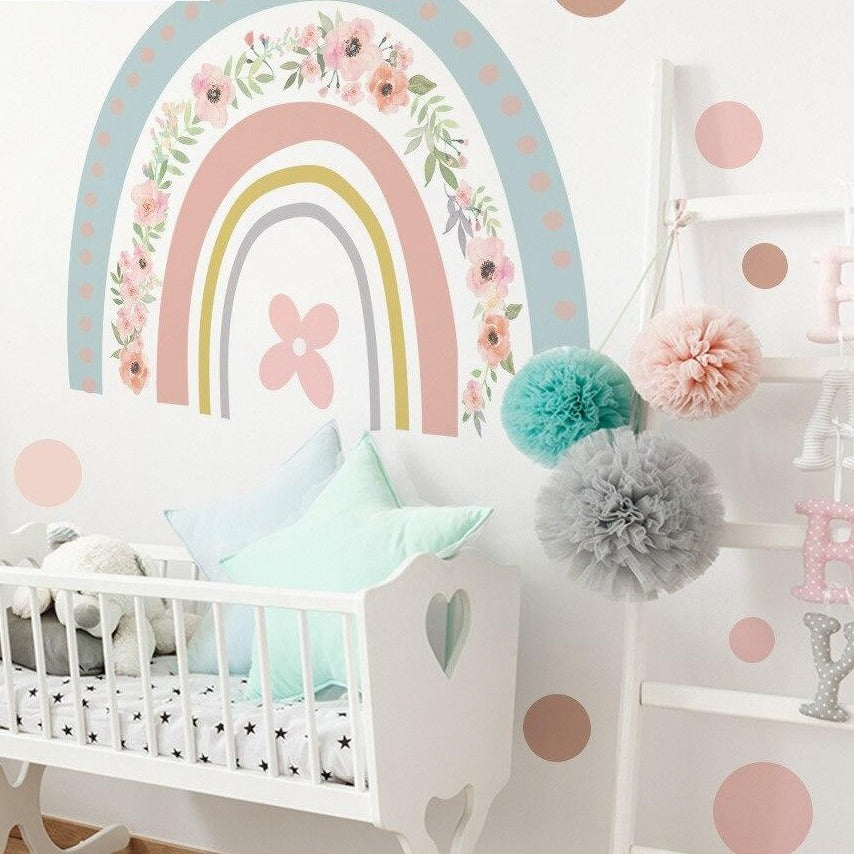 Big Rainbow Wall Sticker Flowers