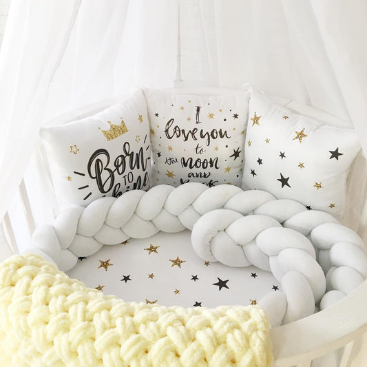 Baby Bed Bumper Braided white 2m/3m/4m