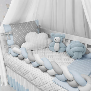Baby Bed Bumper Braided grey/white/blue 2m/3m/4m