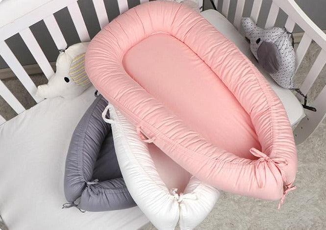Baby Nest Bed grey/green/pink/white