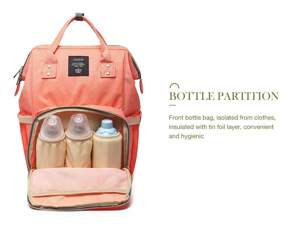 Diaper Bag Backpack Lequeen Pink / Grey