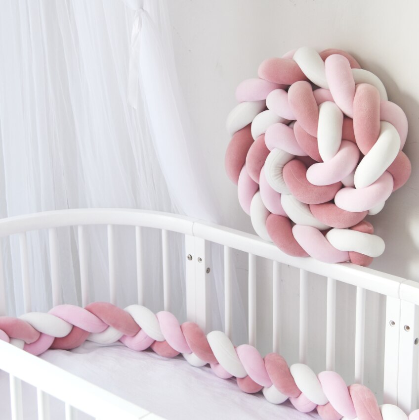Baby Bed Bumper Braided white/pink 2m/3m/4m