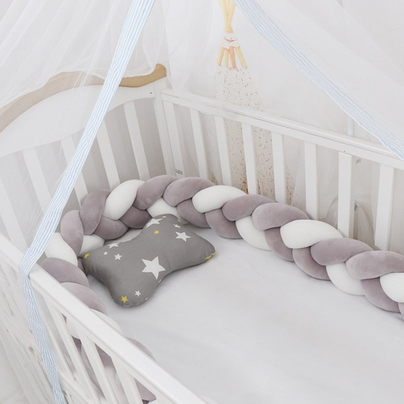 Baby Bed Bumper Braided grey/white 2m/3m/4m