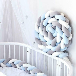 Baby Bed Bumper Braided grey/white/blue 2m/3m/4m