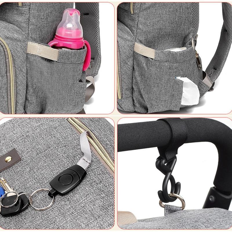 Diaper Bag Backpack Classic Beige / Grey (USB + Bottle Warmer)
