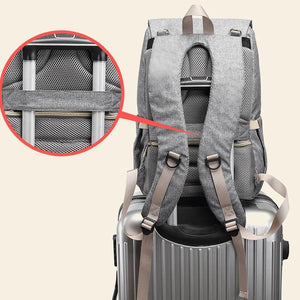 Diaper Bag Backpack Classic Grey / Black (USB + Bottle Warmer)