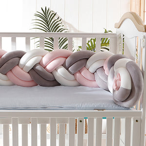 Braids Baby Bed Bumper 1,5m light pink/grey/white