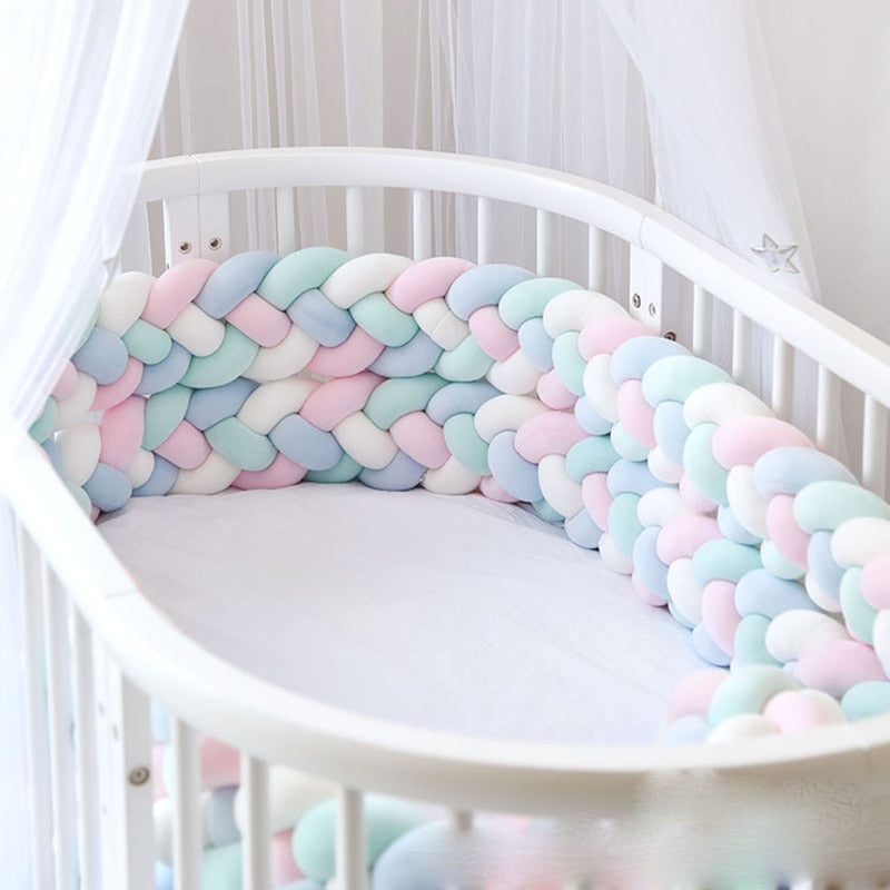 Braids Baby Bed Crib Bumper 2.2m pink/blue/white/mint – Llama Lola Kids
