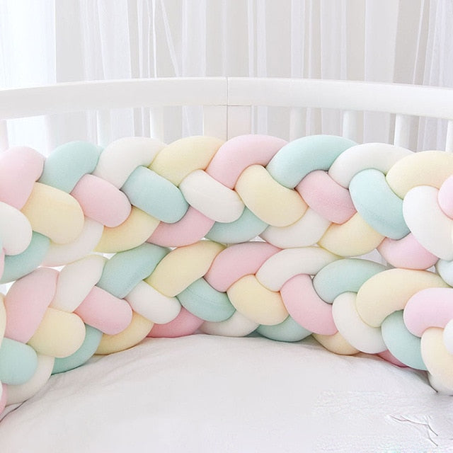 Braids Baby Bed Crib Bumper 2.2m yellow/pink/mint/white