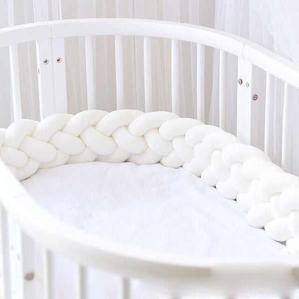 White Crib bumper Crown and braided