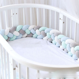 Braids Baby Bed Crib Bumper 2.2m grey/white/mint/blue