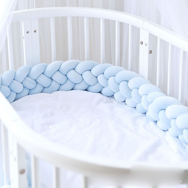 Braids Baby Bed Crib Bumper 2.2m light blue