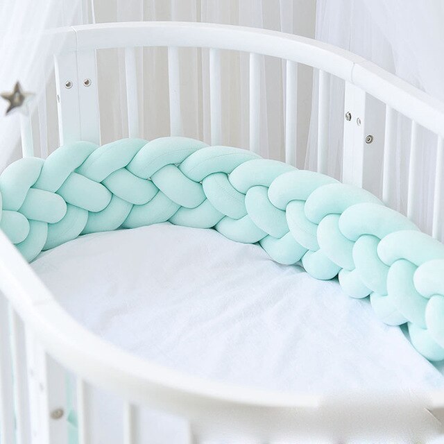 Braids Baby Bed Crib Bumper 2.2m pink/blue/white/mint – Llama Lola Kids