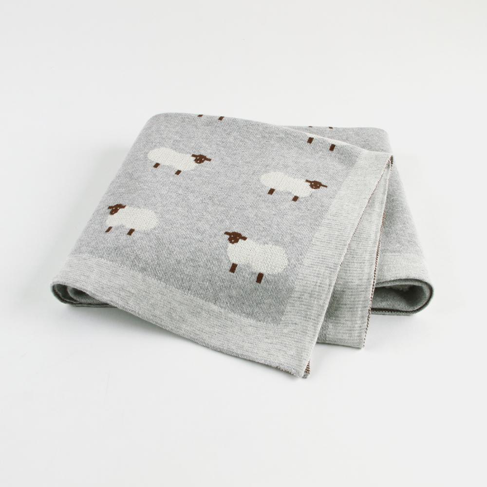 White Sheep Cotton Knitted Blanket