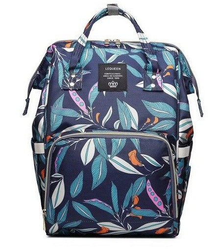Diaper Bag Backpack Lequeen Blue Flower