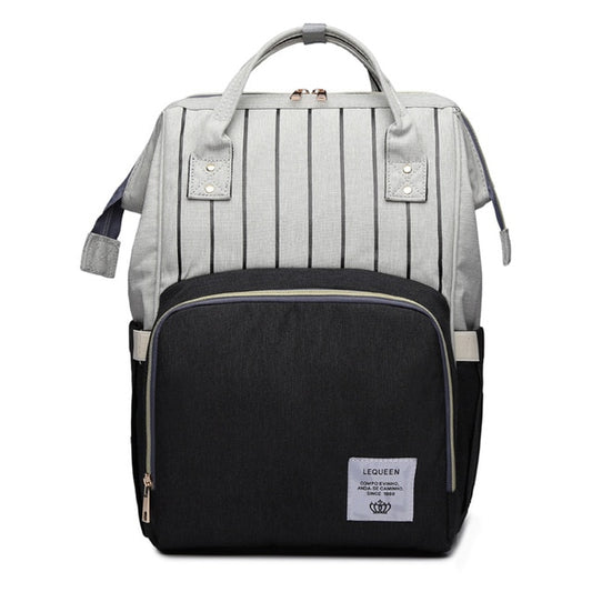 Diaper Bag Backpack Lequeen Stripe Black
