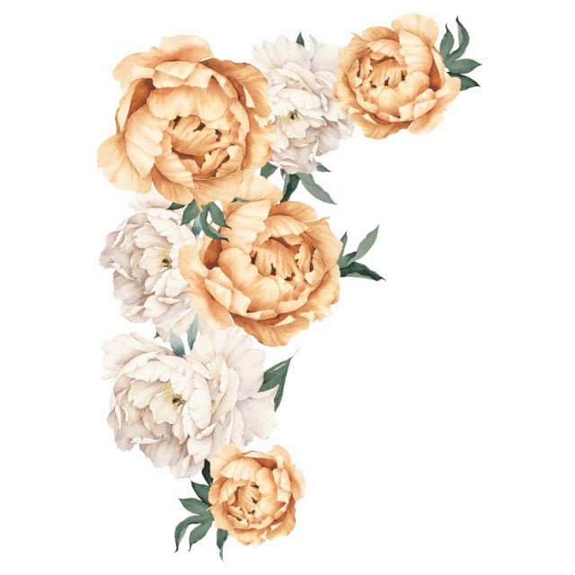 Peony Flowers Wall Sticker Yellow