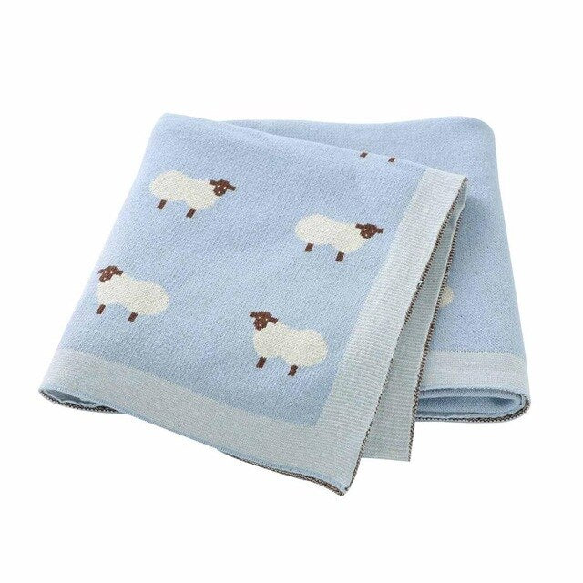 White Sheep Cotton Knitted Blanket