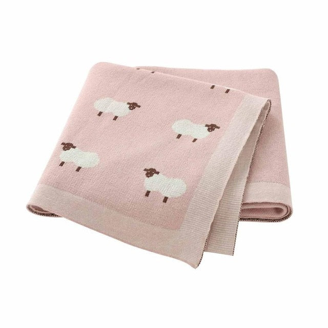 White Sheep Cotton Knitted Blanket