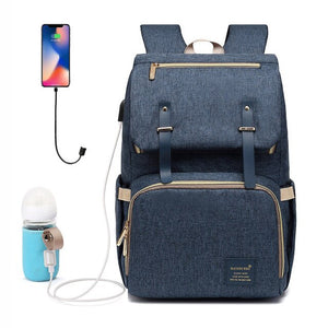 Diaper Bag Backpack Classic Blue (USB + Bottle Warmer)