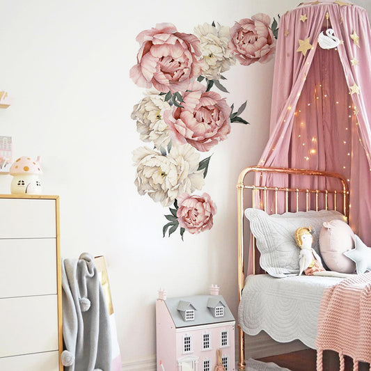Peony Flowers Wall Sticker Light Pink