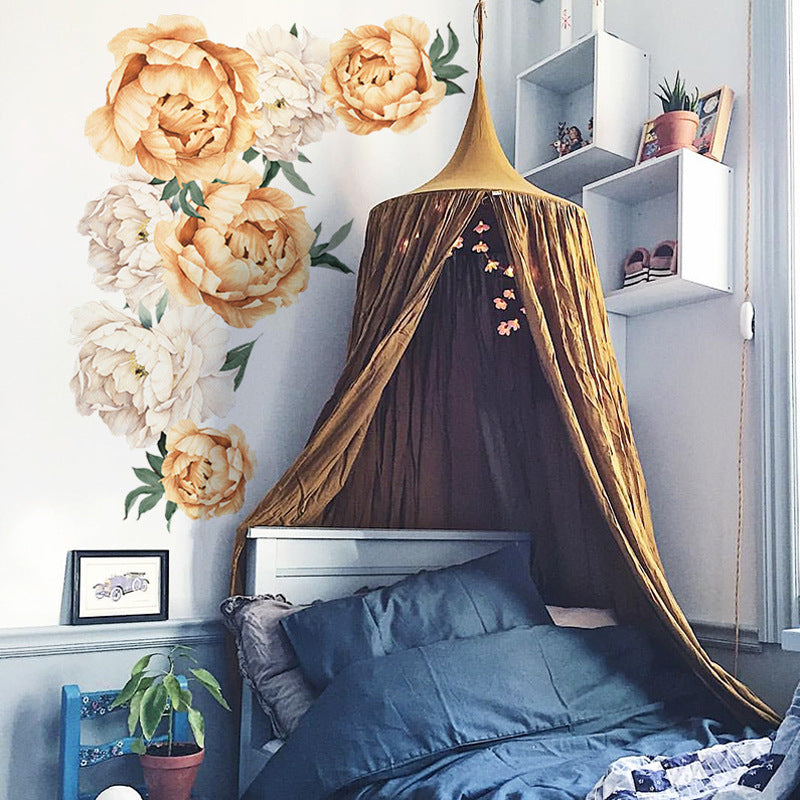 Peony Flowers Wall Sticker Yellow