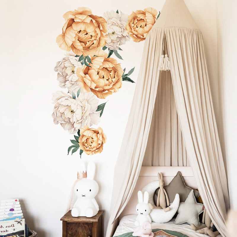 Peony Flowers Wall Sticker Yellow