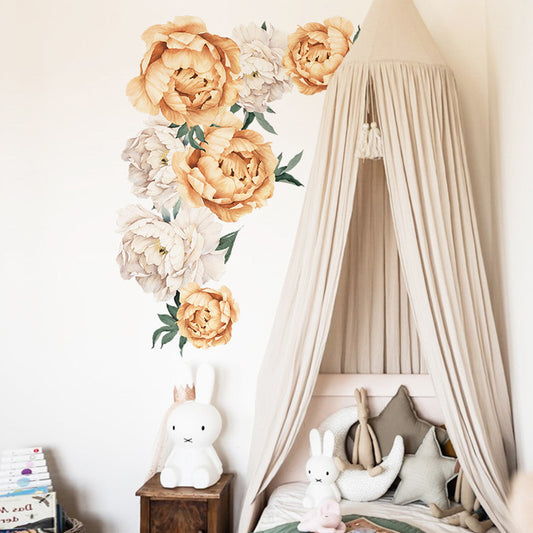 Peony Flowers Wall Sticker Yellow