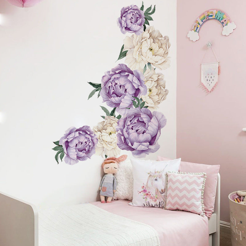 Peony Flowers Wall Sticker Purple