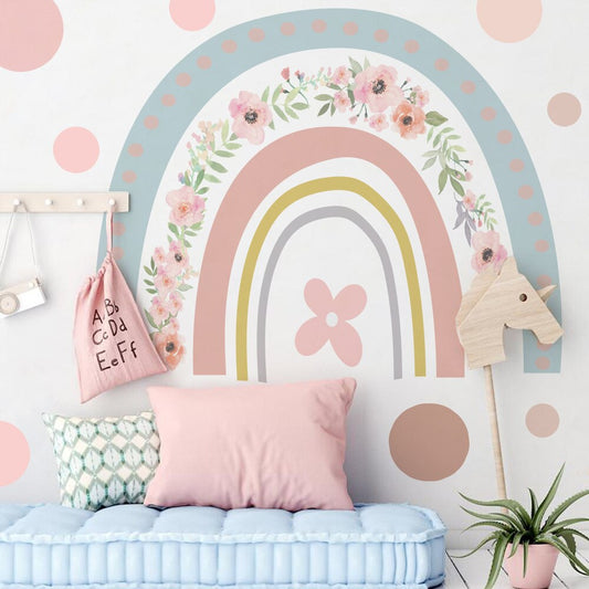 Big Rainbow Wall Sticker Flowers